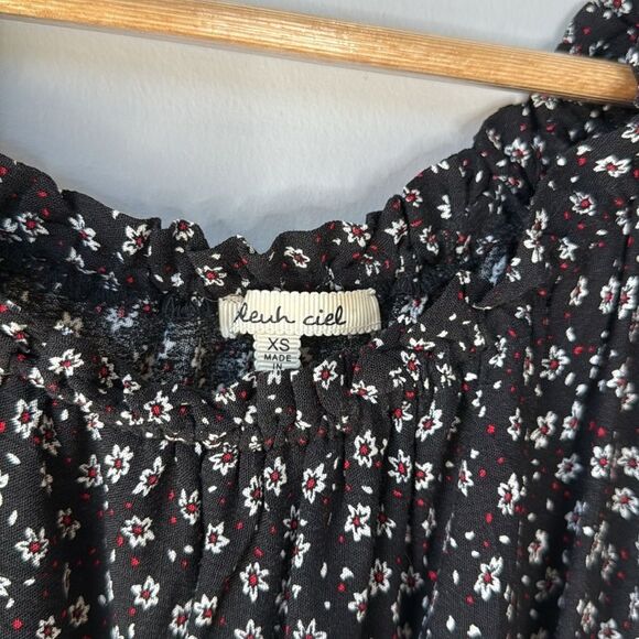 Bleuh Ciel Floral Black Maxi Elastic Waist Dress - Picture 5 of 8